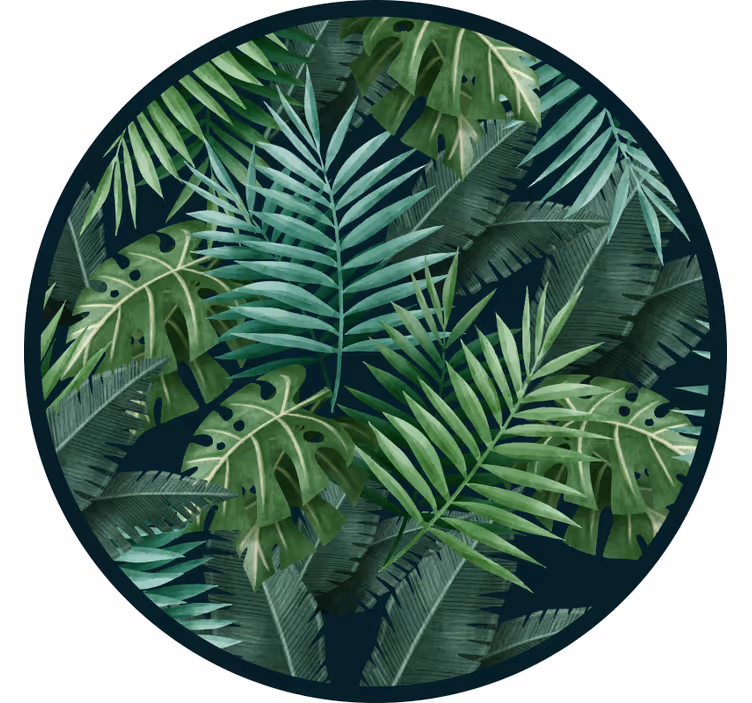 Blind bedroom with circular exotic green leaves - TenStickers