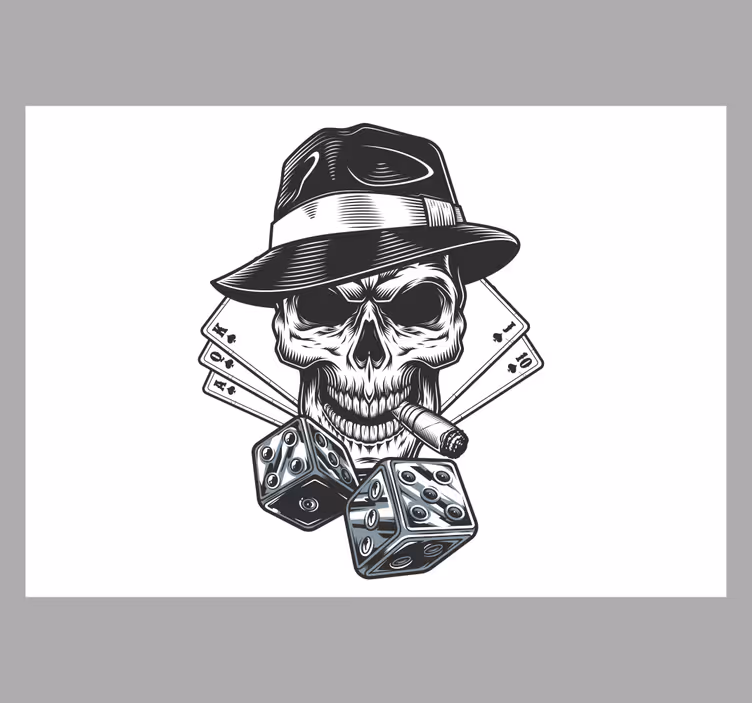 White window blind with dice and skull design - TenStickers