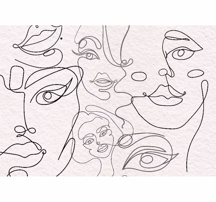 White window blind with minimalist face line art - TenStickers