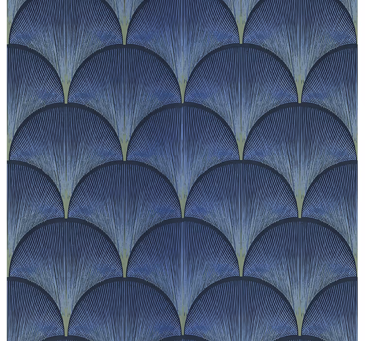 Retro roller blind 1920s art deco blue fans - TenStickers