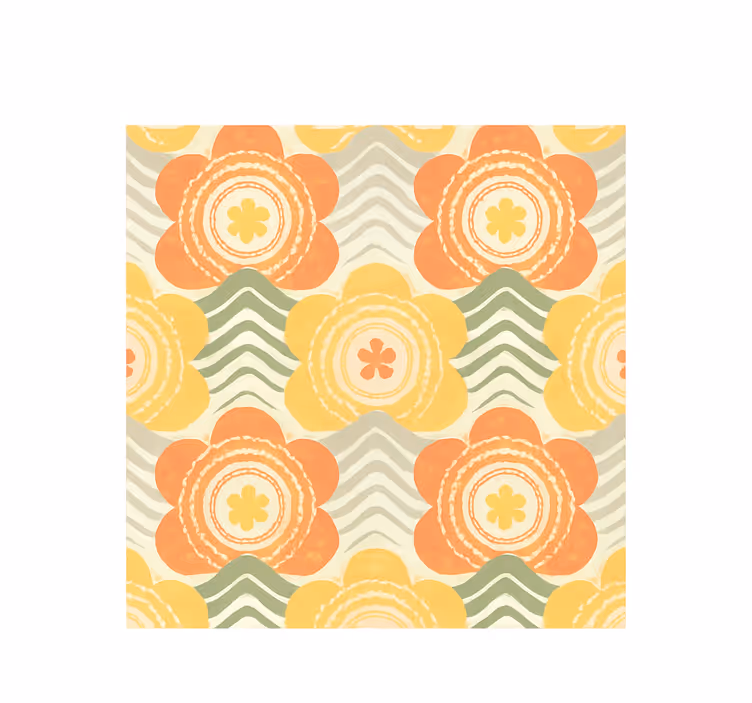 Retro roller blind with 1970s blooming pattern - TenStickers