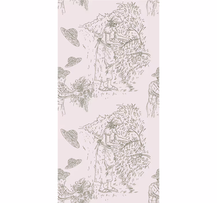 Retro roller blind country harvest landscape - TenStickers