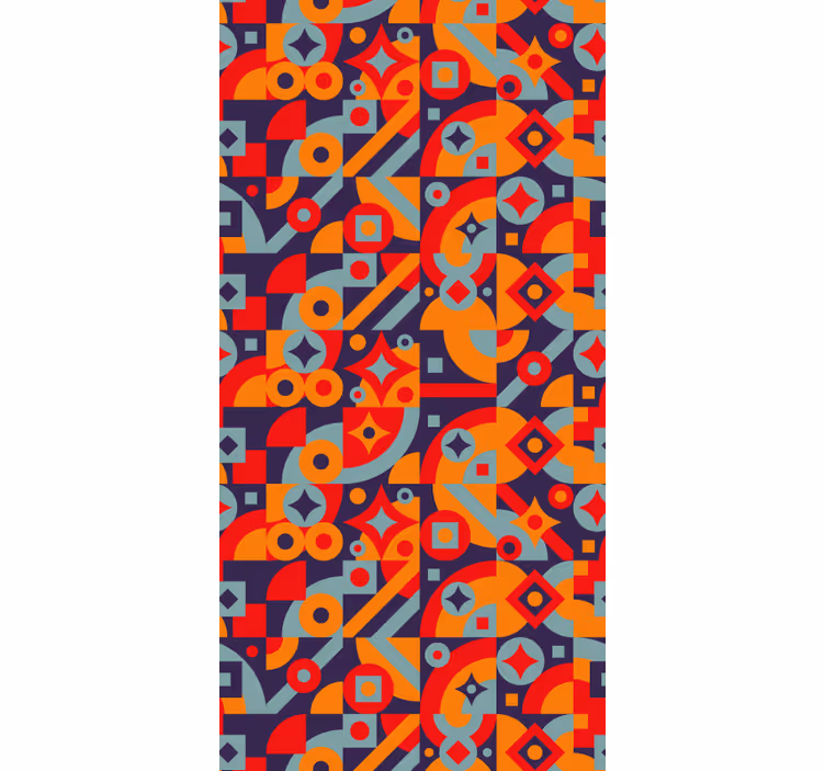 Retro roller blind with geometric patterns - TenStickers