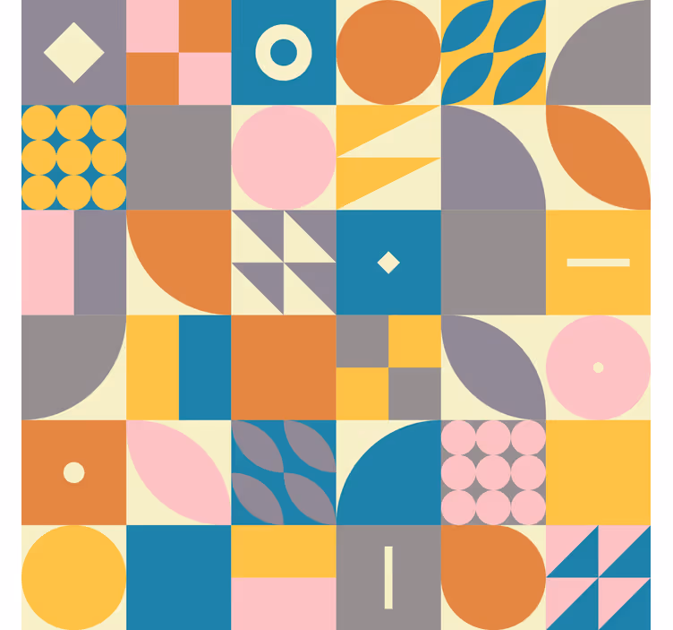 Retro roller blind in vintage geometric design - TenStickers