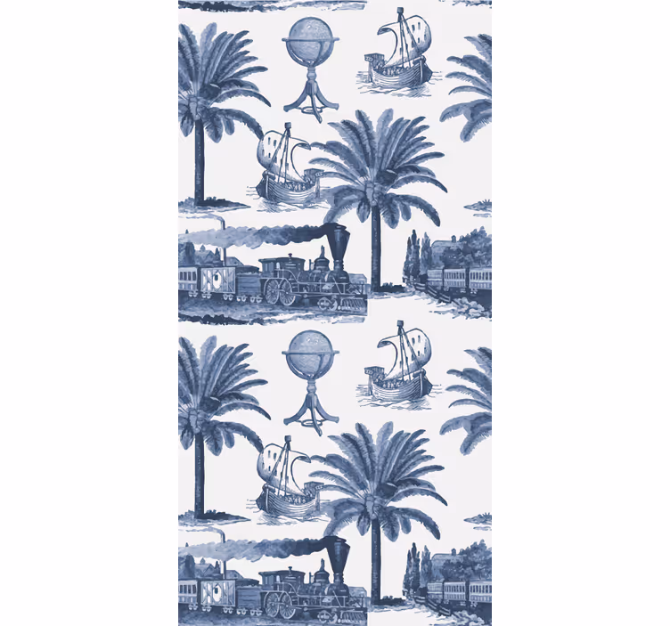 Retro roller blind in blue french vintage pattern - TenStickers