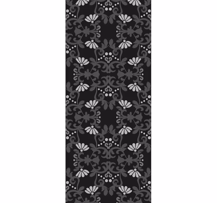 Retro roller blind black classical damask design - TenStickers