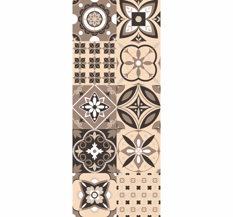 Retro roller blind in brown classic tiles - TenStickers
