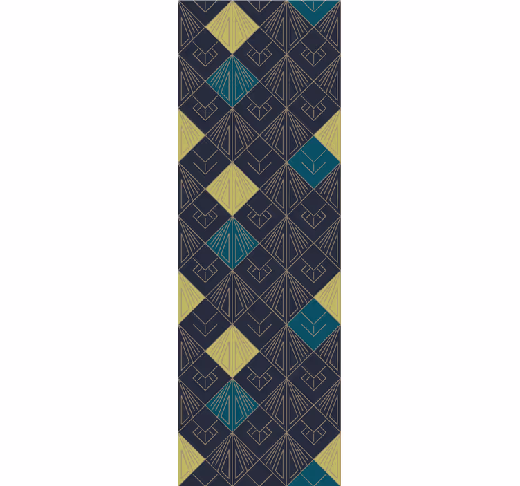 Retro roller blind in gray and light blue art deco - TenStickers