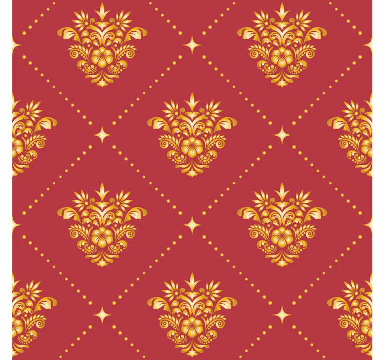 Retro roller blind in golden damask pattern - TenStickers