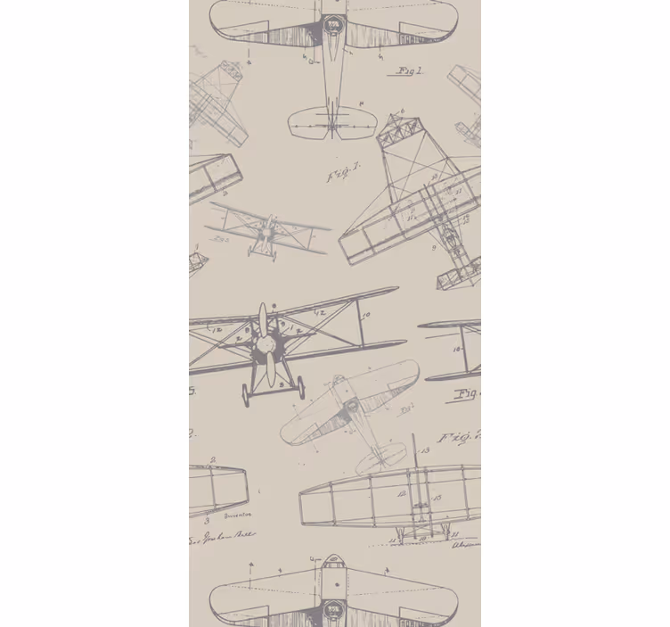 Retro roller blind with vintage airplane pattern - TenStickers
