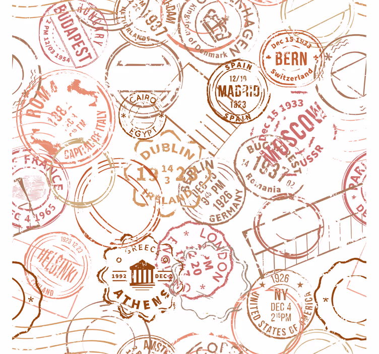 Retro roller blind with vintage postage designs - TenStickers
