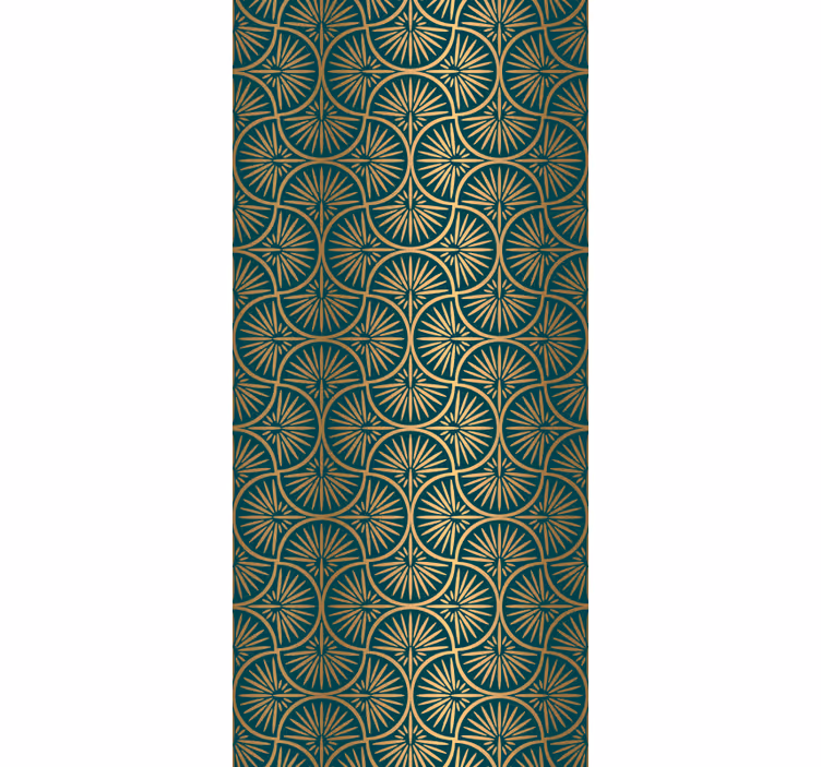 Retro roller blind in turquoise and gold decor - TenStickers