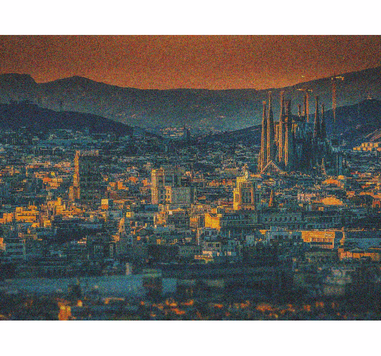 Living room blind barcelona at night view - TenStickers
