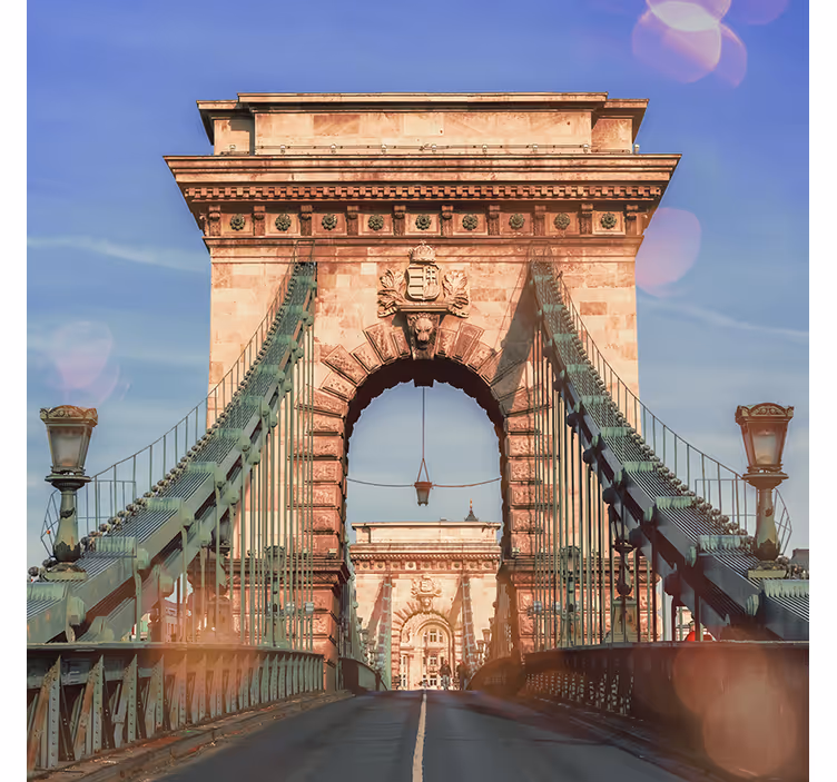 Living room blind with panoramic budapest bridge view - TenStickers