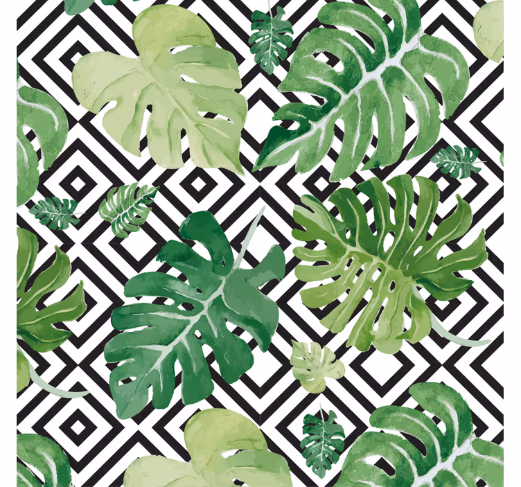 Living room blind with monstera leaves design - TenStickers