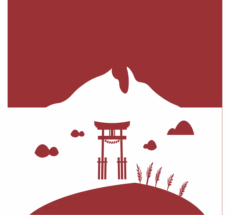 Living room blind japanese style with lake and mountains - TenStickers