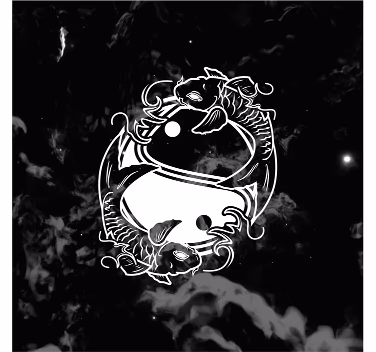 Living room blind yin yang balance fish - TenStickers