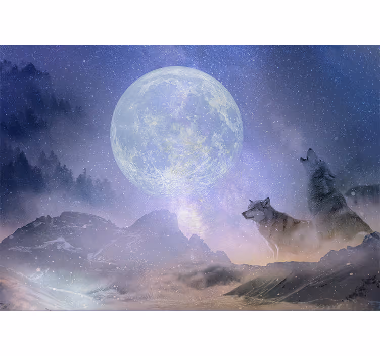 Living room blind wolf couple gazing at space - TenStickers