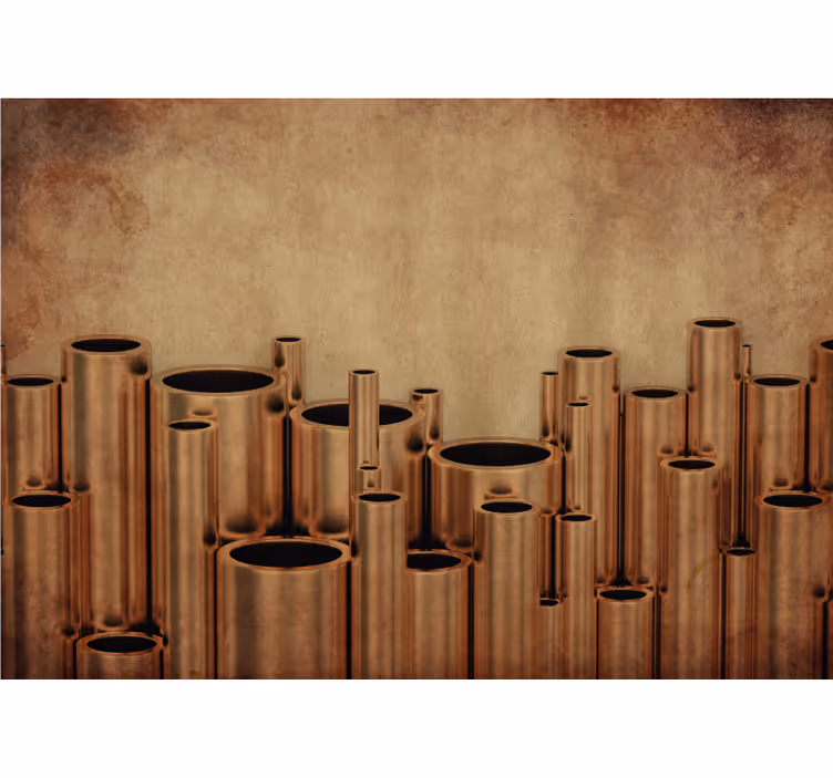 Living room blind with industrial copper pipes design - TenStickers