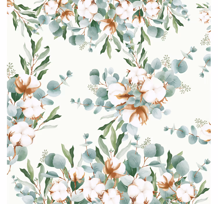 Living room blind with shabby chic cotton plants - TenStickers