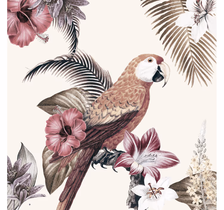 Colorful parrot with pink flowers living room blind - TenStickers