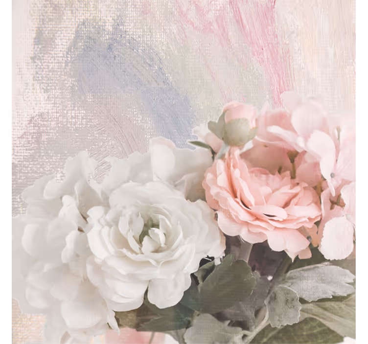 Living room blind with shabby chic white and pink flowers - TenStickers