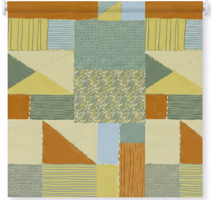 Living room blind in colorful triangle patchwork design - TenStickers