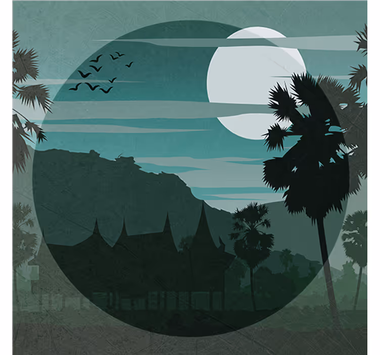Living room blind with oriental landscape view - TenStickers