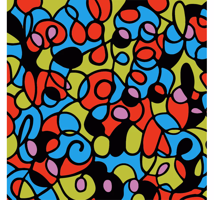 Living room blind with colorful design and black lines - TenStickers