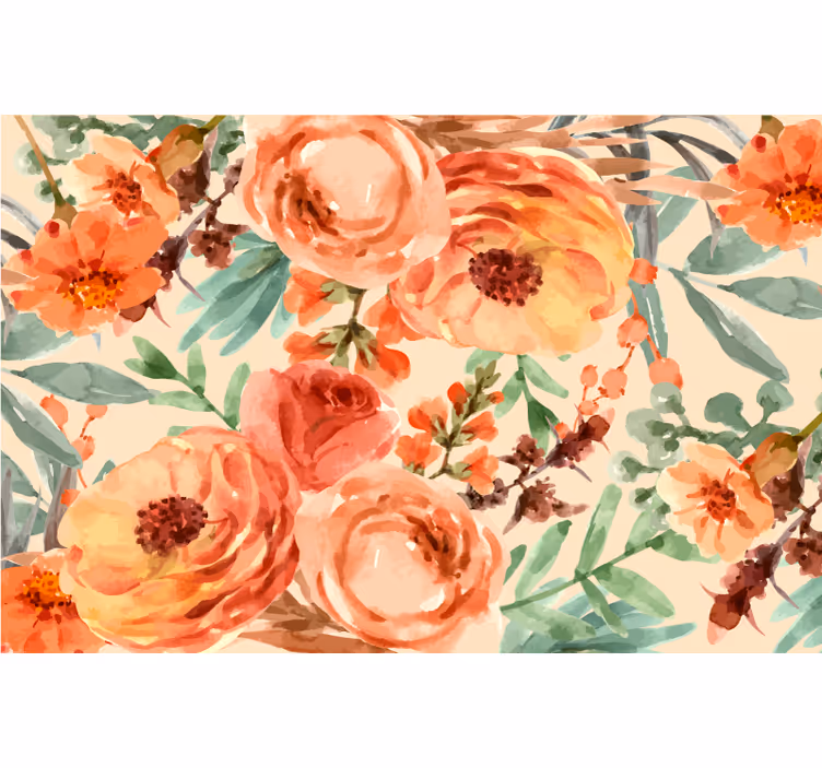 Blind bedroom peony watercolor flowers - TenStickers