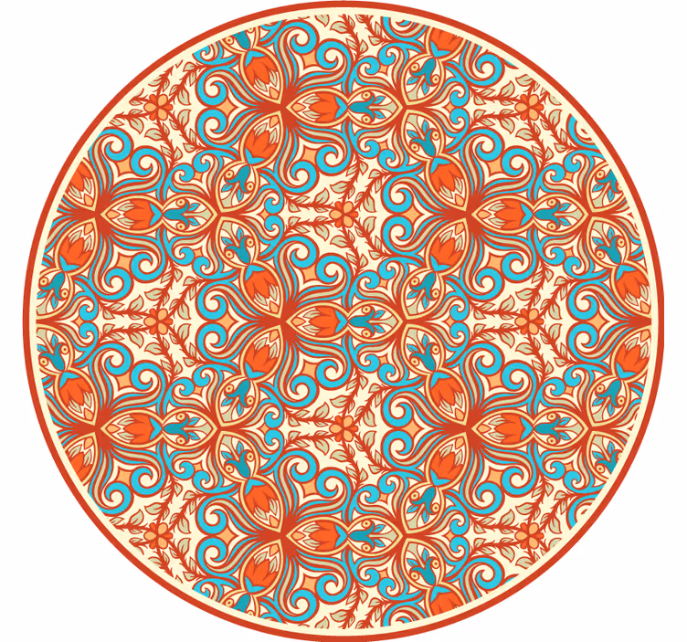 Blind bedroom with blue and orange patterns - TenStickers