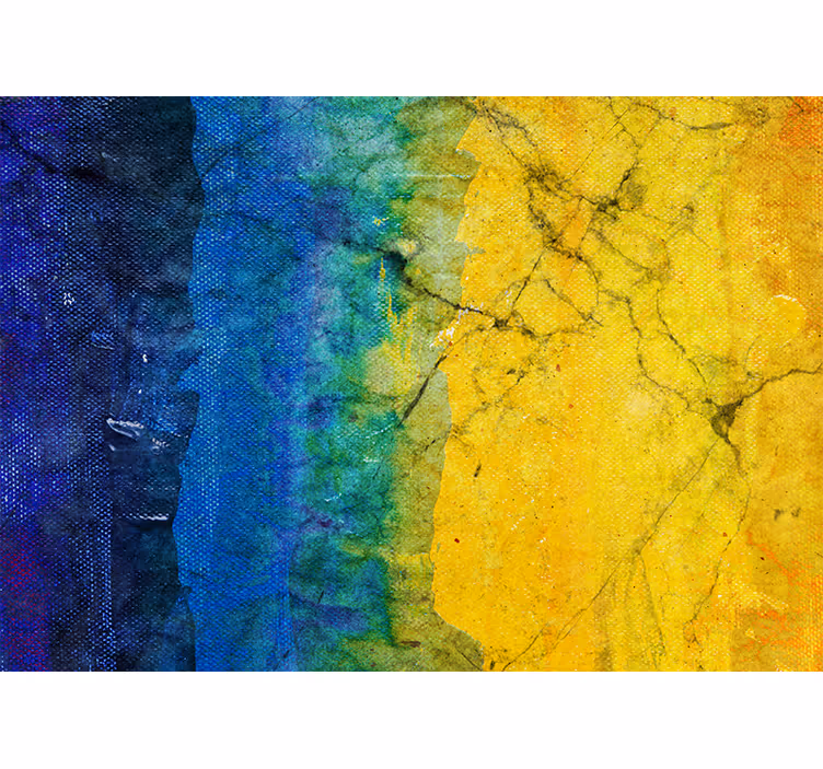 Blind bedroom blue and yellow abstract art - TenStickers