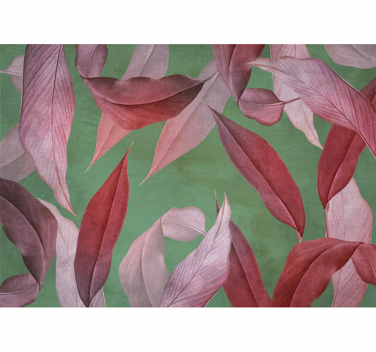 Blind bedroom with red and purple leaves on turquoise - TenStickers