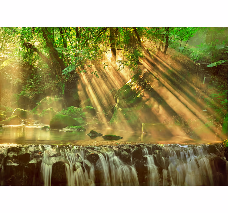 Blind bedroom with beautiful forest waterfall - TenStickers