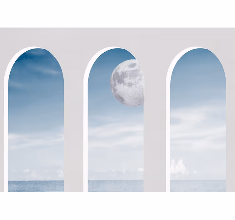 Blind bedroom idyllic moonlit night in greece - TenStickers