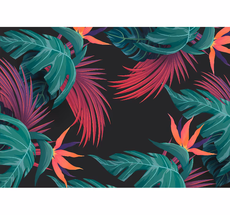 Blind bedroom turquoise tropical leaves design - TenStickers