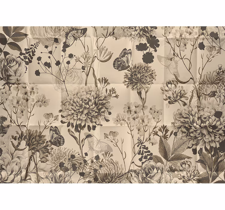 Blind bedroom beige floral design - TenStickers
