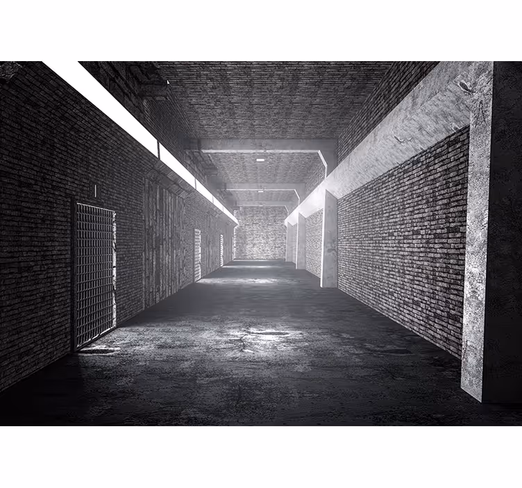 Blind bedroom 3d brick tunnel design - TenStickers
