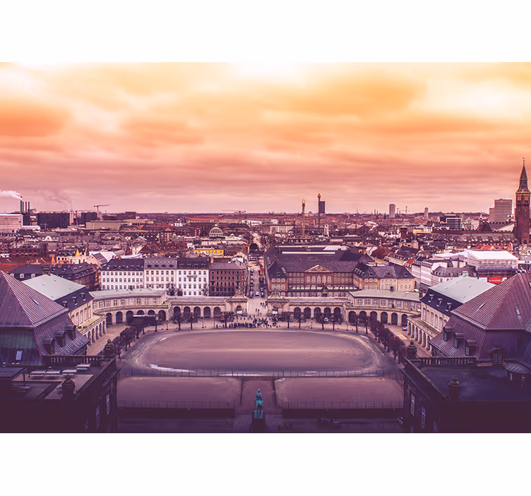 Blind bedroom copenhagen skyline view - TenStickers