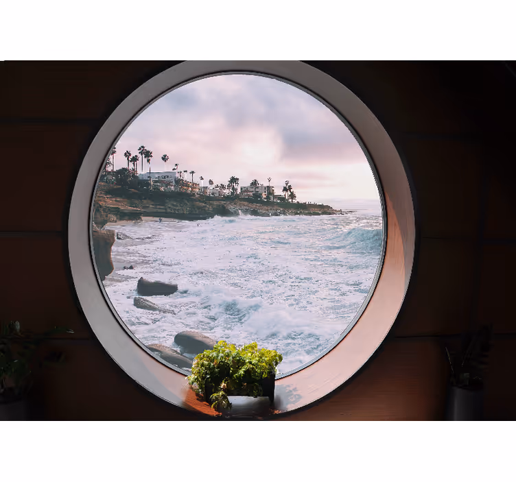 Blind bedroom 3d coastal scene with rocks - TenStickers