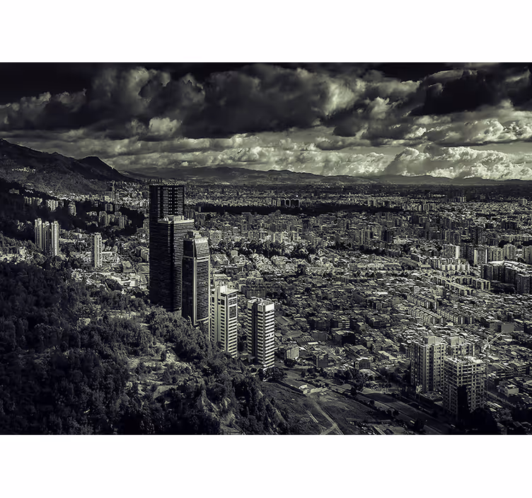 Blind bedroom with views of bogotá city below - TenStickers