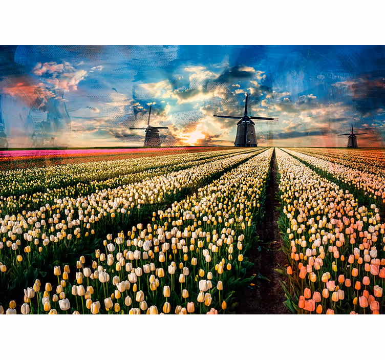 Blind bedroom with dutch tulips design - TenStickers
