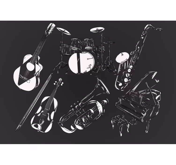 Blind bedroom black and white decor instruments - TenStickers