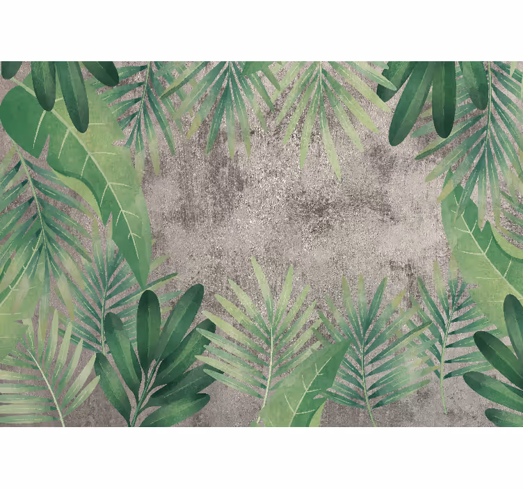 Blind bedroom with tropical plants on concrete look - TenStickers