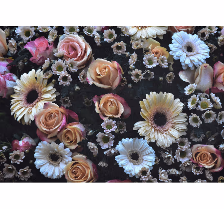 Blind bedroom with elegant style big flowers - TenStickers