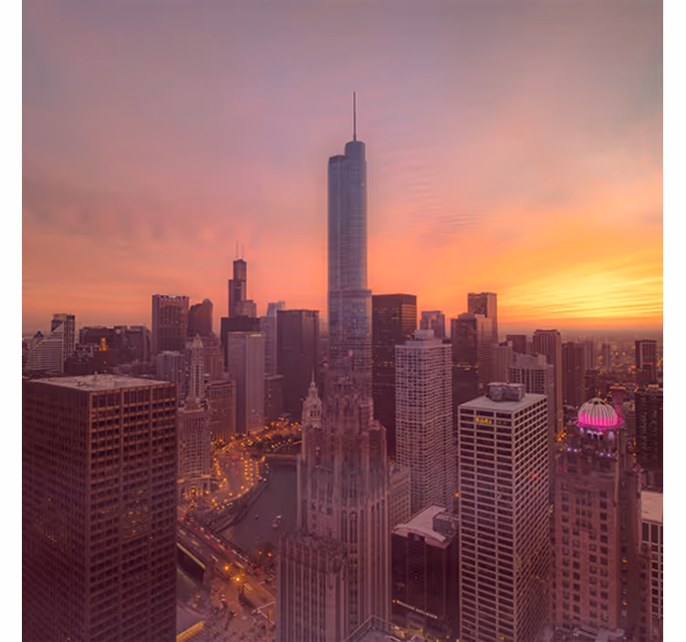 Living room blind new york sunset design - TenStickers