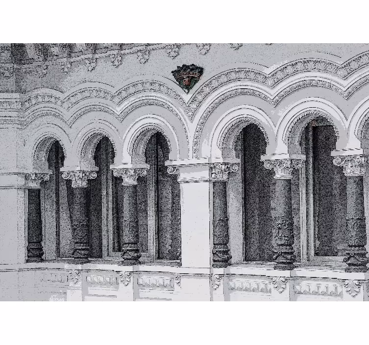 Living room blind old architecture 3d - TenStickers