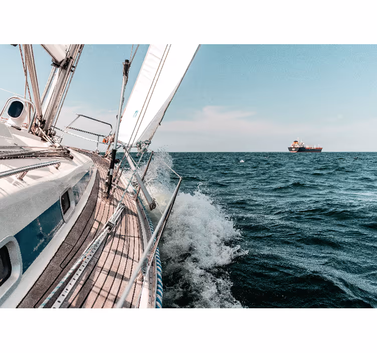 Living room blind sea yacht 3d effect - TenStickers
