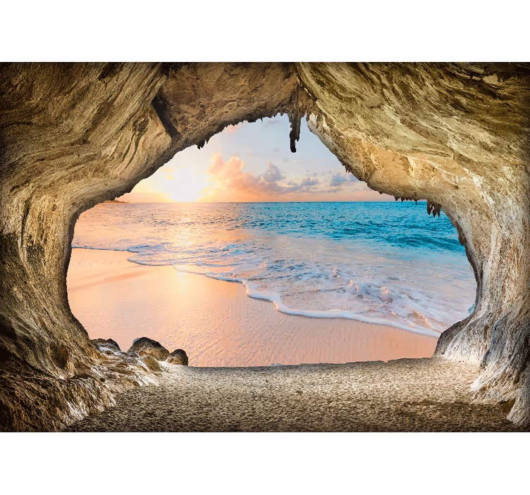 Living room blind with 3d ocean view design - TenStickers