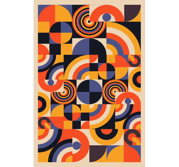 Living room blind with colorful bauhaus circles - TenStickers